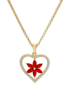 Macy's Lab-grown Ruby (1-1/5 Ct. T.w.) & Lab-grown White Sapphire (3/8 Ct. T.w.) Flower Heart 18" Pendant N In Ruby
