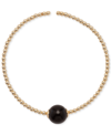 MACY'S CULTURED FRESHWATER PEARL (9-1/2MM) & POLISHED BEAD SOLITAIRE COIL BRACELET IN 18K GOLD-PLATED STERL