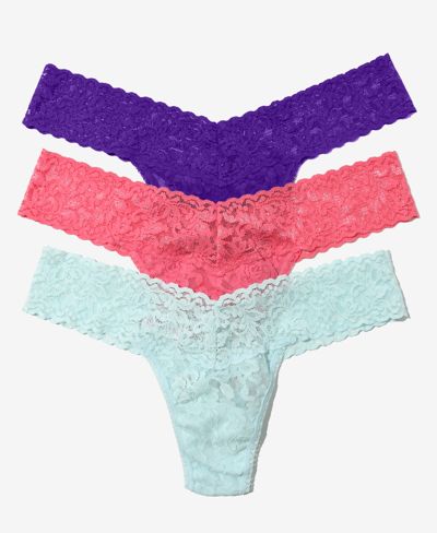 Hanky Panky Women's Bloom Holiday 3 Pack Original Rise Thong Underwear In Multipack