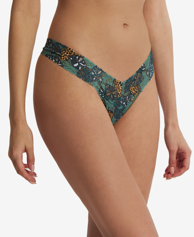 Hanky Panky Low-rise Printed Lace Thong In Prowling