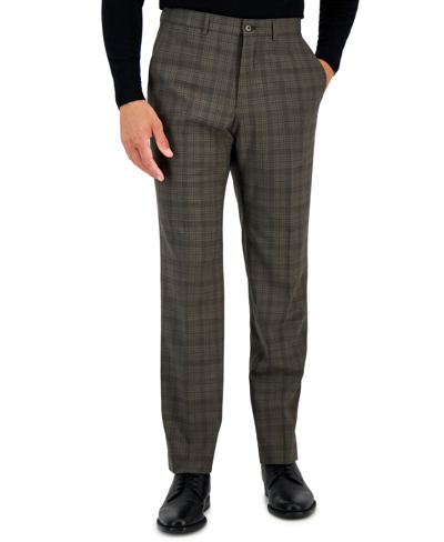 A X Armani Exchange Armani Exchange Mens Slim Fit Brown Plaid Suit