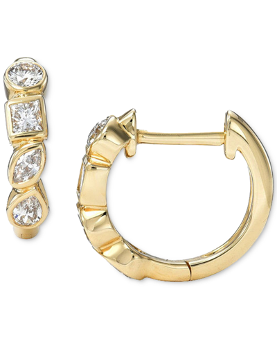 Zoe Lev 14k Yellow Gold Diamond Multi Cut Bezel Huggie Hoop Earrings