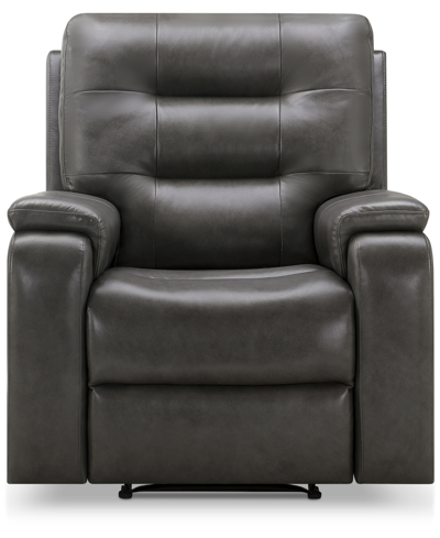 Abbyson Living Waylen 36.3" Top-grain Leather Manual Recliner In Gray