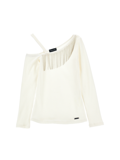 Monnalisa Kids'   One Shoulder Viscose Top In Cream
