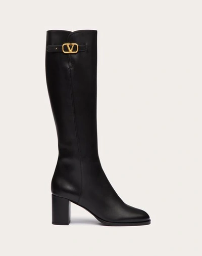 VALENTINO GARAVANI VALENTINO GARAVANI VLOGO SIGNATURE CALFSKIN BOOT 70MM WOMAN BLACK 37.5