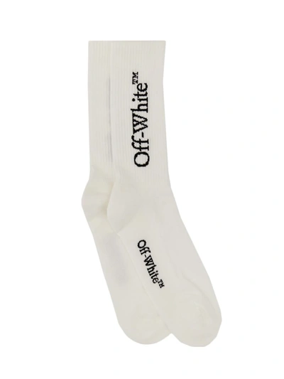 Off-white Logo-jacquard Cotton-blend Socks In White