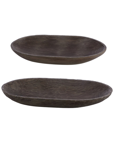 Safavieh Trellen Set Of 2 Wood Decorative Bowls In Brown