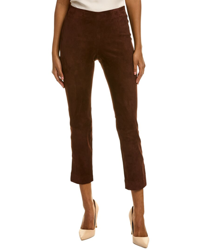 Vince Suede Cropped Trousers In Brown