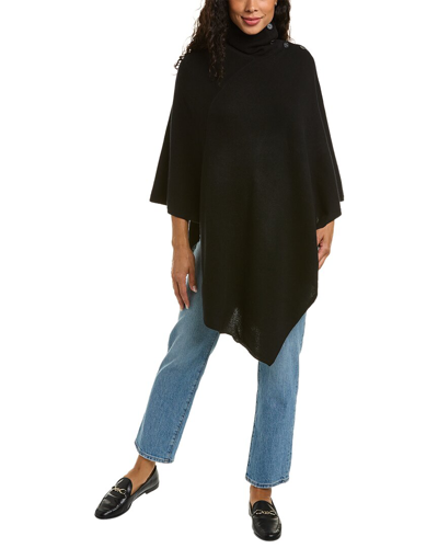 Incashmere Turtleneck Asymmetrical Cape Cashmere Sweater In Black