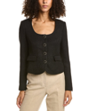 Endless Rose Scoop Neck Tweed Jacket In Black