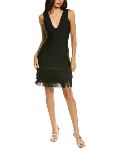 Bebe Bandage Fringe Mini Dress In Black