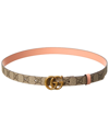 Gucci Gg Marmont Reversible Thin Belt In Pink