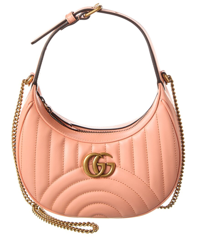 Gucci Gg Marmont Half-moon Shaped Mini Bag In Orange
