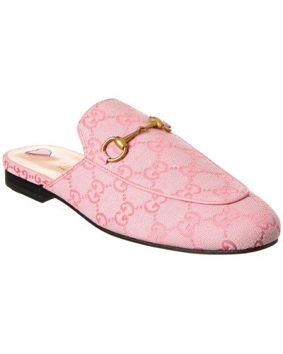 Gucci Princetown Gg-supreme Canvas Backless Loafers In Pink