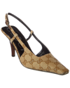 Gucci Womens Beige Ebony Monogram-canvas Demi Pumps In Beige