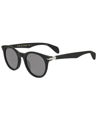 Rag & Bone Unisex Rnb5012 49mm Polarized Sunglasses In Black