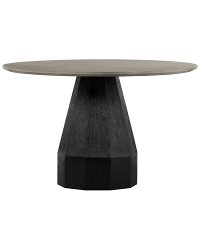 Armen Living Revival Concrete And Oak Round Dining Table In Medium