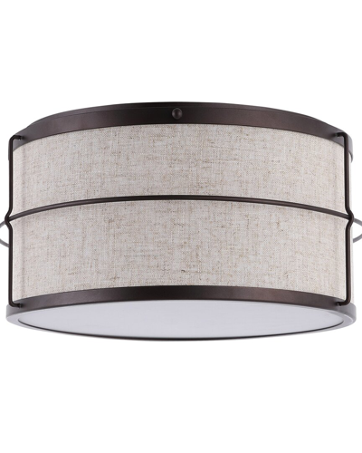 Jonathan Y Evan 14in 2-light Rustic Farmhouse Iron Led Flush Mount In Brown