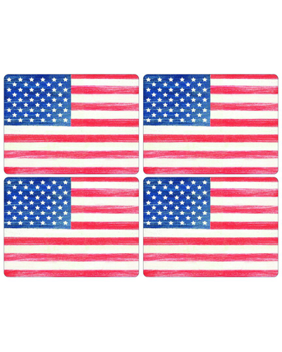 Pimpernel American Flag Set Of 4 Placemats In Red