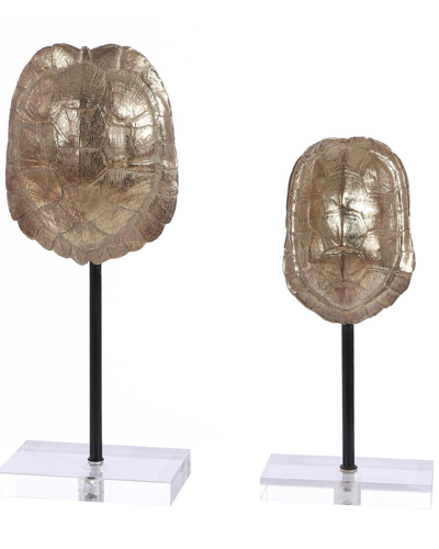 Safavieh Eris Set Of 2 Decorative Turtle Shells In Gold