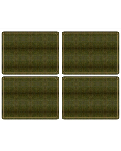 Pimpernel Shagreen Leather Set Of 4 Placemats In Olive