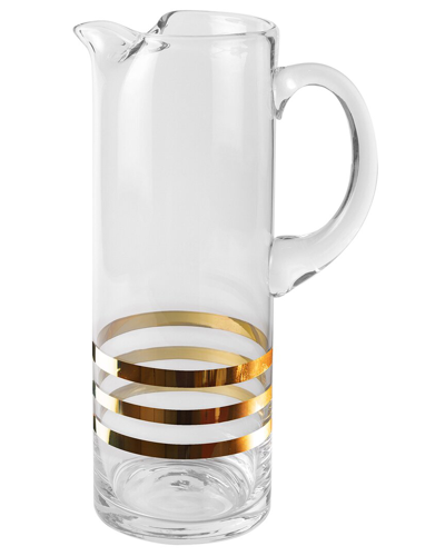 Barski 3 Striped Handmade Glass Pitcher With Handle In Clear