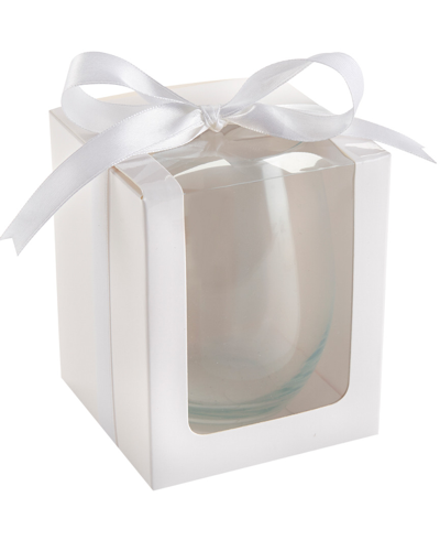 Kate Aspen Set Of 12 White Stemless Wine Glass Gift Boxes