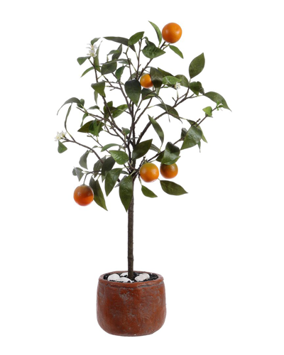Safavieh Faux Orange Potted Tree In Red