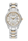 Citizen Womens Crystal Accent Two Tone Stainless Steel Bracelet Watch Fe1146-71a In Two Tone  / Gold Tone / Silver