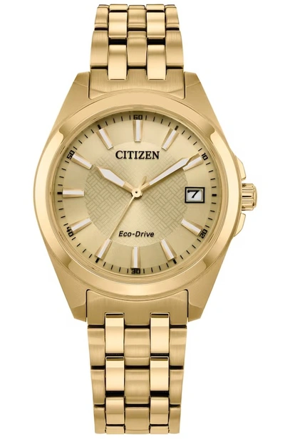 Citizen Eco-drive Women's Peyten Gold-tone Stainless Steel Bracelet Watch 33mm In Champagne / Gold Tone