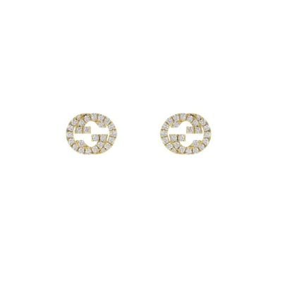Gucci Interlocking G 18ct Yellow Gold 0.38ct Diamond Stud Earrings - Ybd729408002