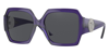 Versace Dark Grey Square Ladies Sunglasses Ve4453 541987 56 In Dark / Grey / Purple