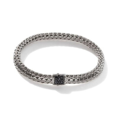 John Hardy Classic Chain Black Sapphire Sterling Silver Bracelet - Bbs9042blsxum In Silver-tone