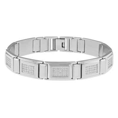 Robert Alton 1ctw Diamond Stainless Steel Men's Link Bracelet In Silver-tone