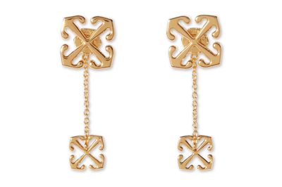 Pre-owned Off-white Arrow-motif Drop Earrings Gold