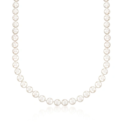 Ross-simons 7-7.5mm Cultured Akoya Pearl Necklace With 18kt White Gold In Silver