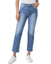 Paige Cindy High Rise Straight Jean In Mel Destroyed Hem In Blue