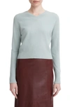 Vince Cropped Wool-blend V-neck Pullover Sweater In Sea Mist