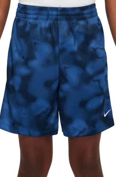 Nike Dri-fit Multi+ Big Kids' (boys') Printed Training Shorts In Blue