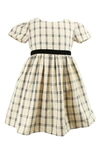 Popatu Plaid Flutter Sleeve Cotton Dress In Grey Multi