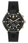 Philipp Plein The Hexagon Chrono Silicone Watch In Ip Black
