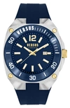Versus Versace  Reaction Silicone Watch Man Wrist Watch Silver Size Onesize Stainless Steel In Blue