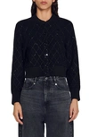 Sandro Cabaret Wool Blend Cardigan In Black