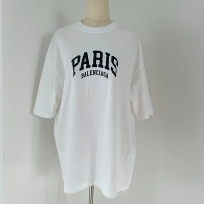 Pre-owned Balenciaga Paris Logo White T Shirt Unisex