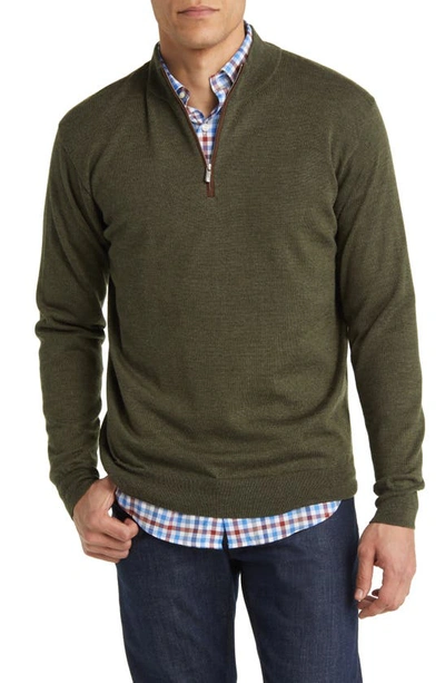 Peter Millar Autumn Crest Wool Blend Quarter Zip Pullover In Juniper