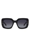 Carolina Herrera 52mm Rectangular Sunglasses In Black White/ Grey Shaded