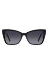 Carolina Herrera 57mm Cat Eye Sunglasses In Black Gold/ Grey Shaded