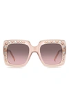 Carolina Herrera 53mm Crystal Embellished Square Sunglasses In Nude/ Brown Pink Grad