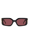 Carolina Herrera 53mm Rectangular Sunglasses In Black Burgundy/ Pink