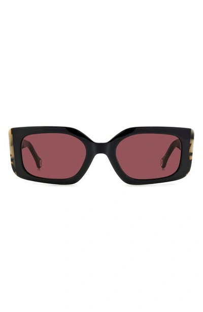 Carolina Herrera 53mm Rectangular Sunglasses In Black Burgundy/ Pink
